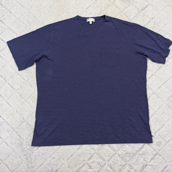 Peter Millar Shirt Mens XXL Blue Pink Stripe Seaside Pocket Tee Pima Cotton - Picture 1 of 9